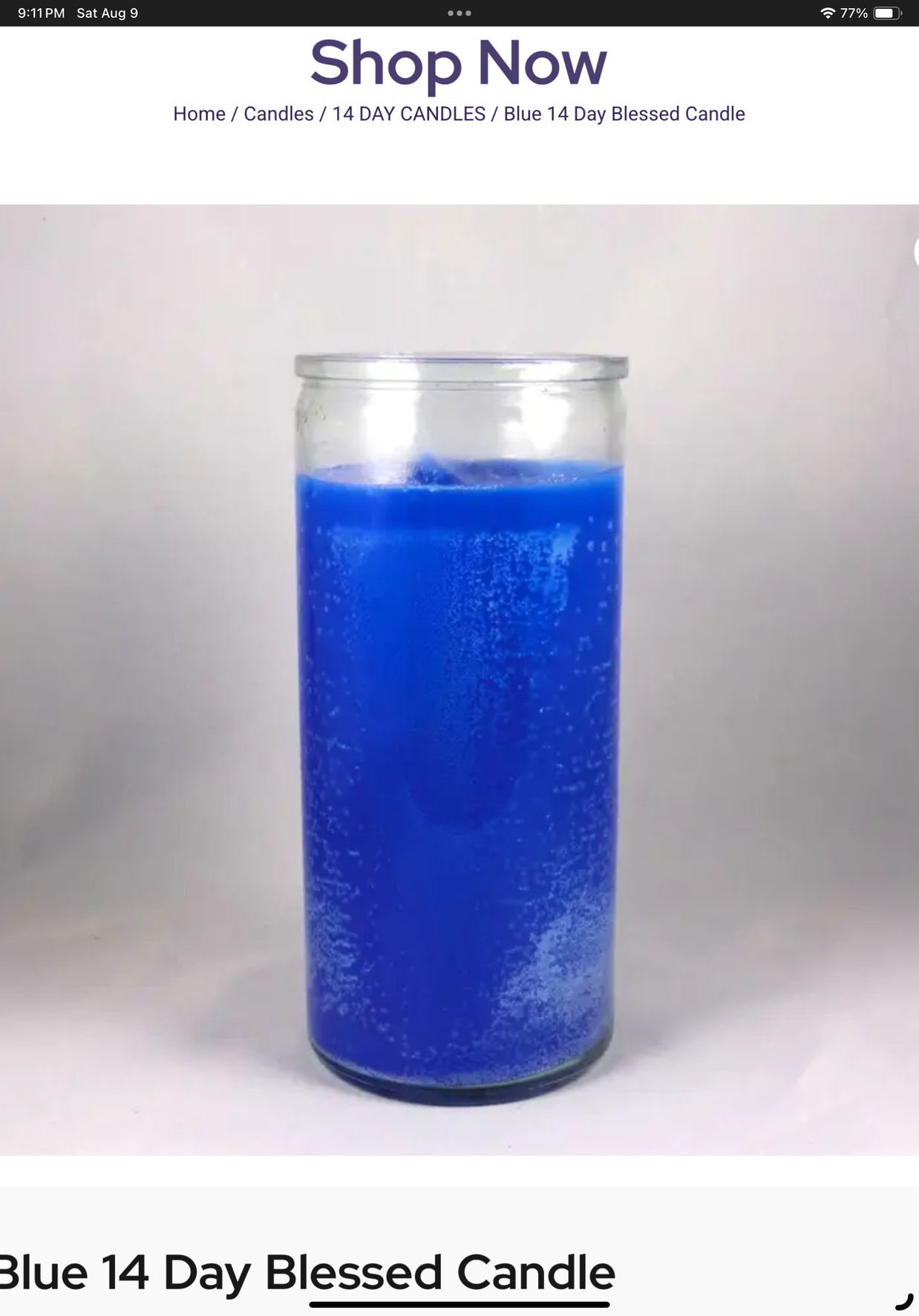 Blue 14 Day Candle